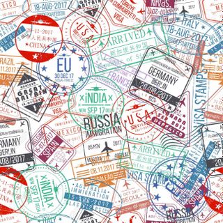Passport full of stamps of so much travel